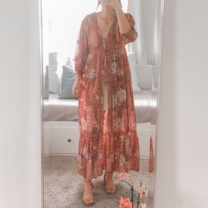 SOLD Free people long red boho dress shrug